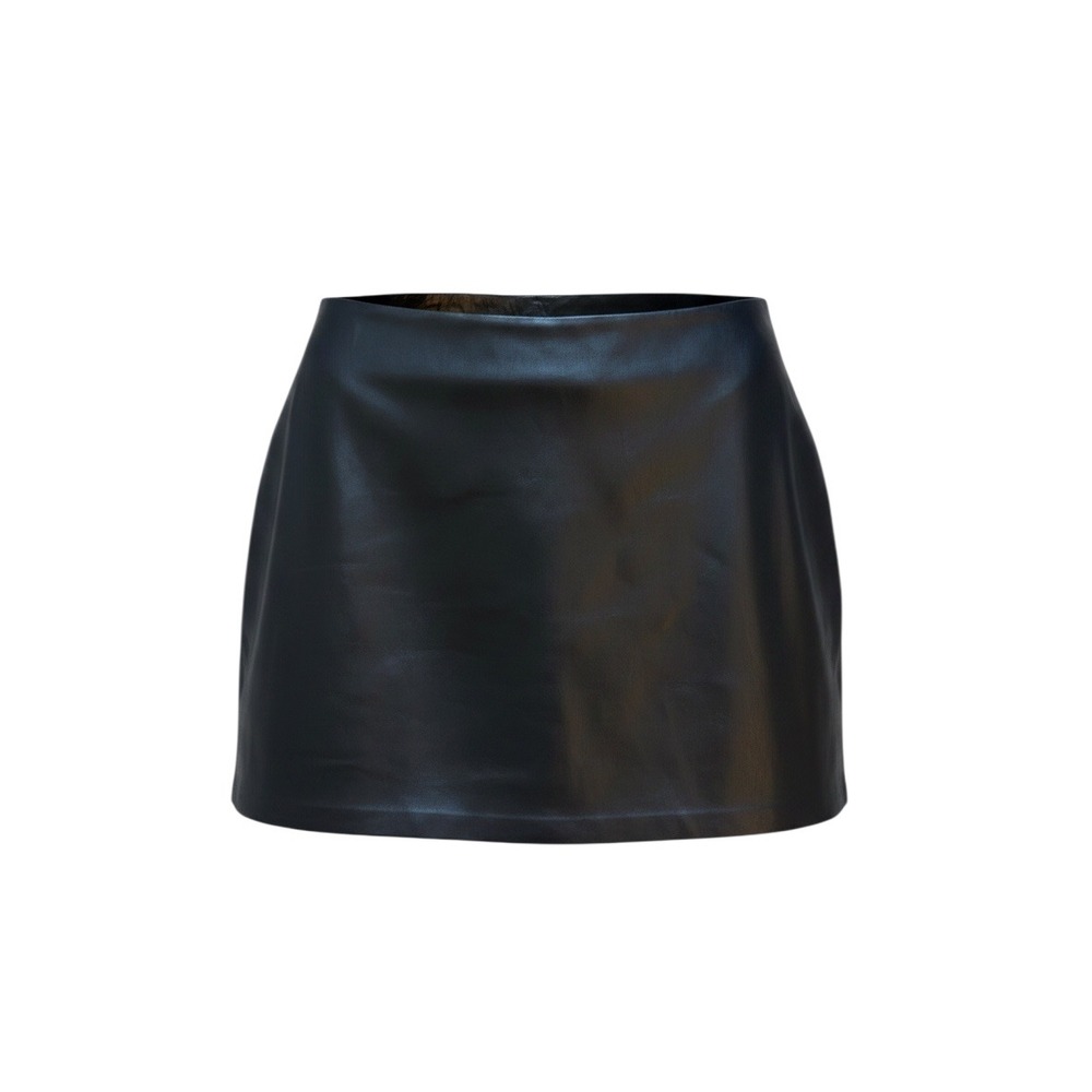 Z Supply Womens Black Faux Leather Mini Skirt Size M Vegan Leather A-Line Skirt